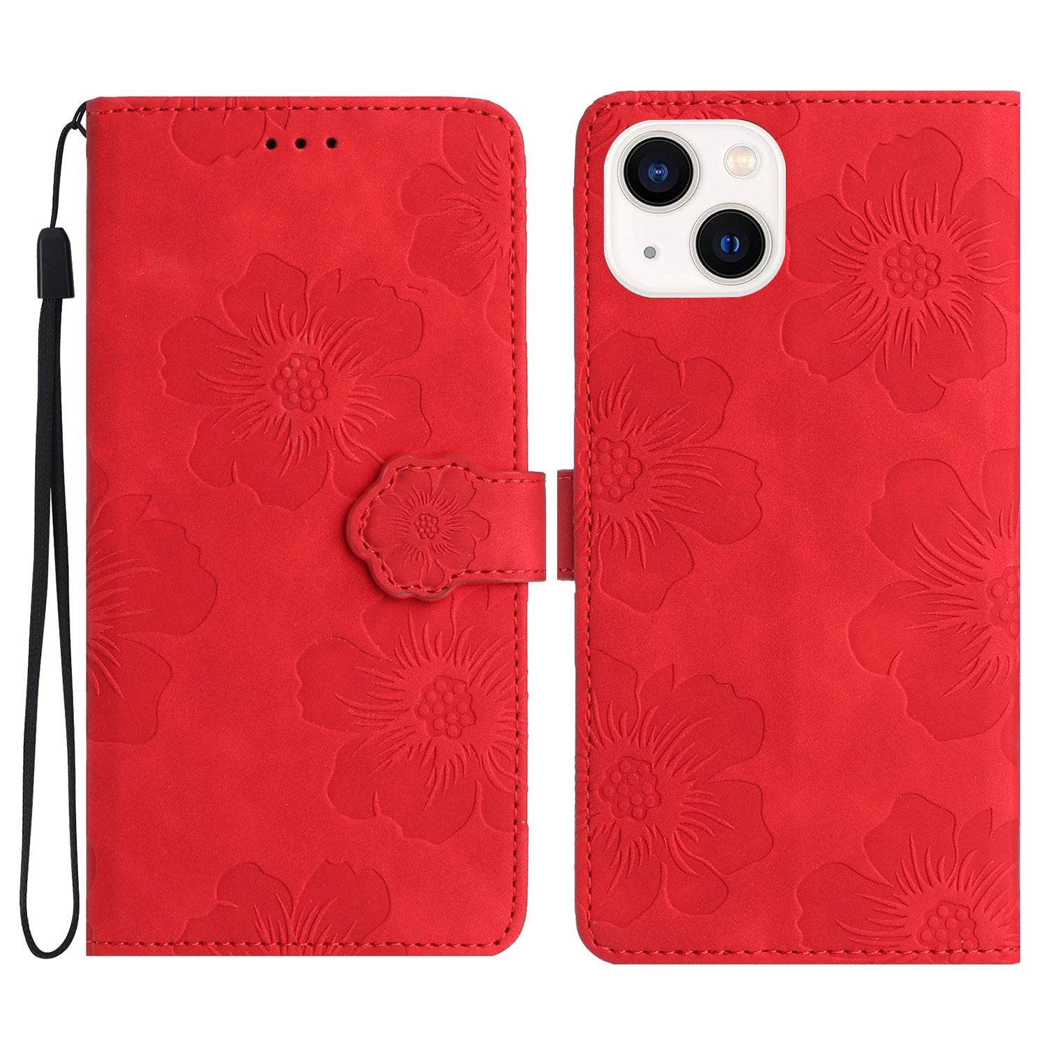 For iPhone 14 Plus PU Leather Phone Shell Wallet Cover Imprinted Flower Pattern Flip Stand Case For iPhone 14 Plus PU Leather Phone Shell Wallet Cover Imprinted Flower Pattern Flip Stand Case